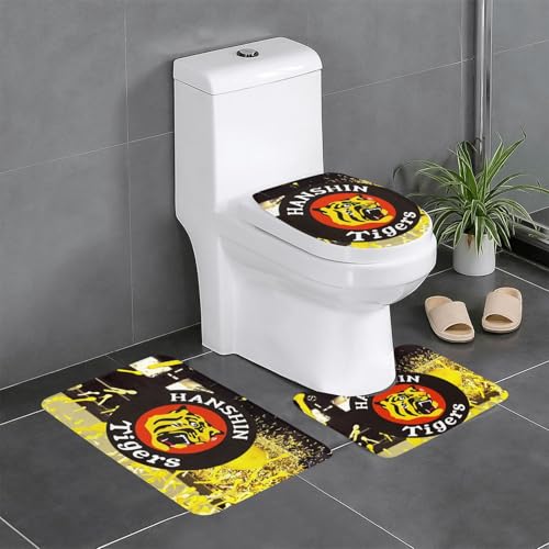 阪神タイガース (2) 3点セット トイレマット フタカバー 便座カバー 足元マット U型 O型 拭ける 滑り止め 通用型 吸水 洗える 速乾 浴室マット おしゃれ 人気 かわいい 40x60cm
