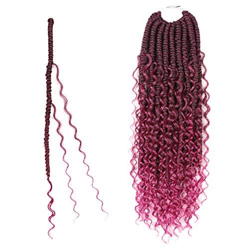 5 Packs Boho Wavy Bomb Twist Crochet Hair 18 inch river locs Braids Hair With Curly Hair in Middle and Ends faux locs Synthetic Hair Extension (18 inch, TRPLUM)