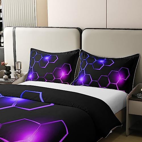 Housse de couette hexagonale violette pour chambre d'ado moderne - 5