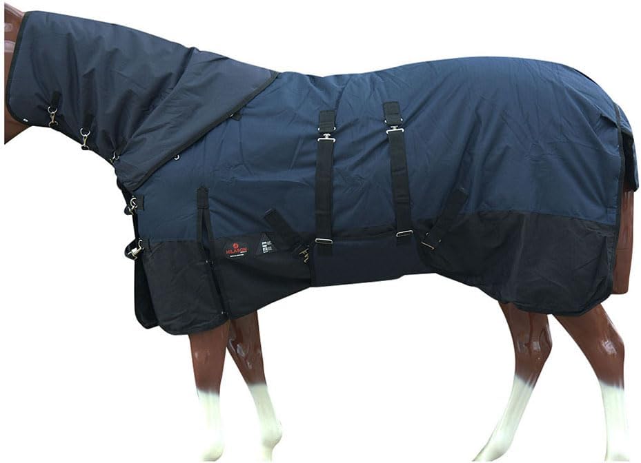 HILASON 1200D Waterproof Winter Horse Blanket Neck Cover Belly Wrap | Horse Blanket | Horse Turnout Blanket | Horse Blankets for Winter | Waterproof Turnout Blankets for Horses 82 in