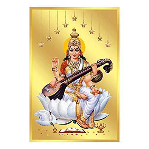 Poster Maa Saraswati plaqué aluminium cadeau bénédiction études