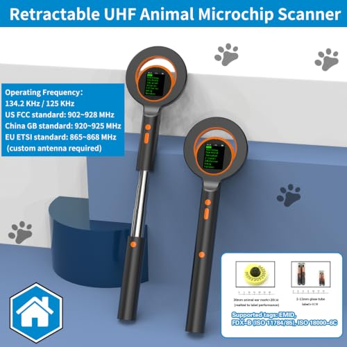 UHF Pet Microchip Scanner Scalable UHF RFID EMID Micro Animal Chip Reader with 1.77" High Brightness TFT Screen, 9000+ Records Storage Handheld Chip ID Scanner for Dog Cat Livestock Pet Shelter Vet by symcode - Used condition - Image 9