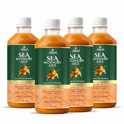 Image of Sea Buckthorn Juice 500 ML | Buckthorn Berry Herbal Juice with Natural Vitamin C, Omega 3 6 7 9 & Antioxidants | Herbal Support for Immunity, Skin Glow & Gut Health - Pack of 4