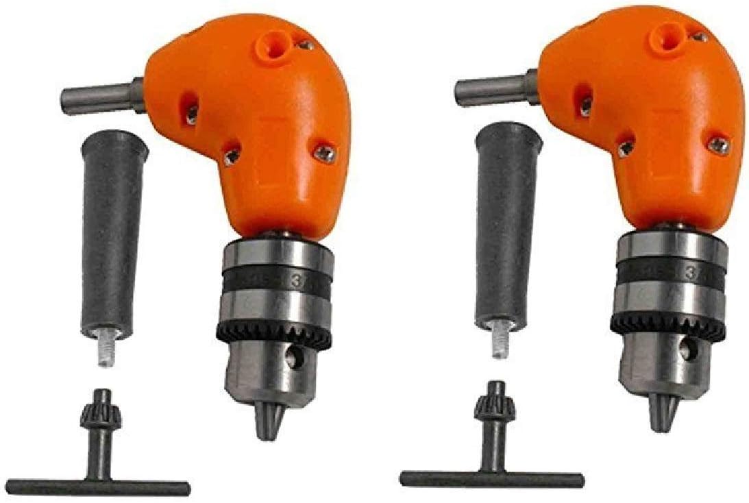 2 Set Angle Adaptor Metal Gear 90 DEGREE Right Angle Drill Attachment 3/8" Chuck