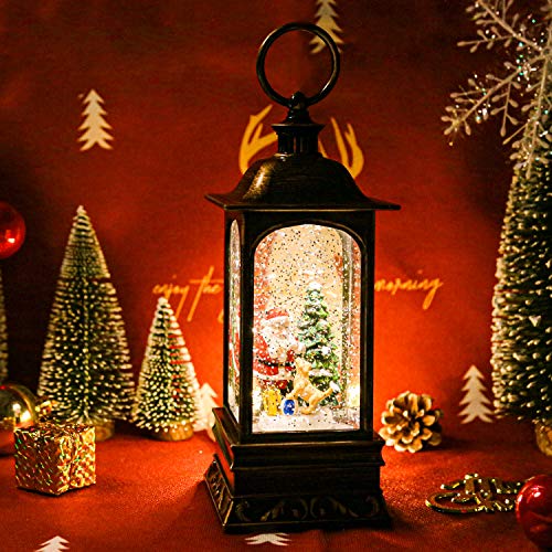 Snowglobes Christmas with Timer, Santa Claus Decoration LED Lantern with Glitter Great and Home Decoration (No Music) - Thumbnail 3