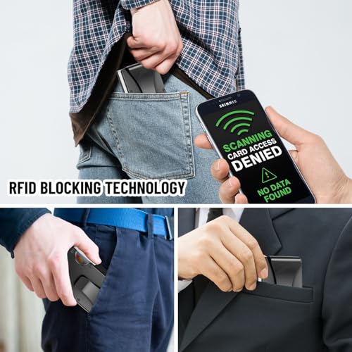Minimalist Wallet for Men - Front Pocket Wallet with Money Clip & RFID Blocking (Black)4