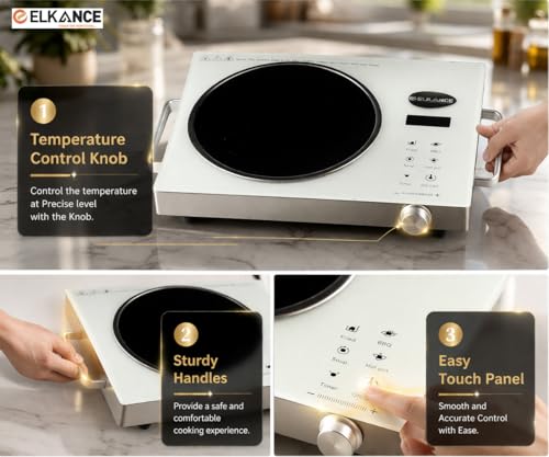 Image of Induction Cooktop 2200W with Grill Rack |Infrared Induction |Glass Top Digital Touch Control, Auto-Off Safety | 4 Cooking Modes | Works with All Cookware