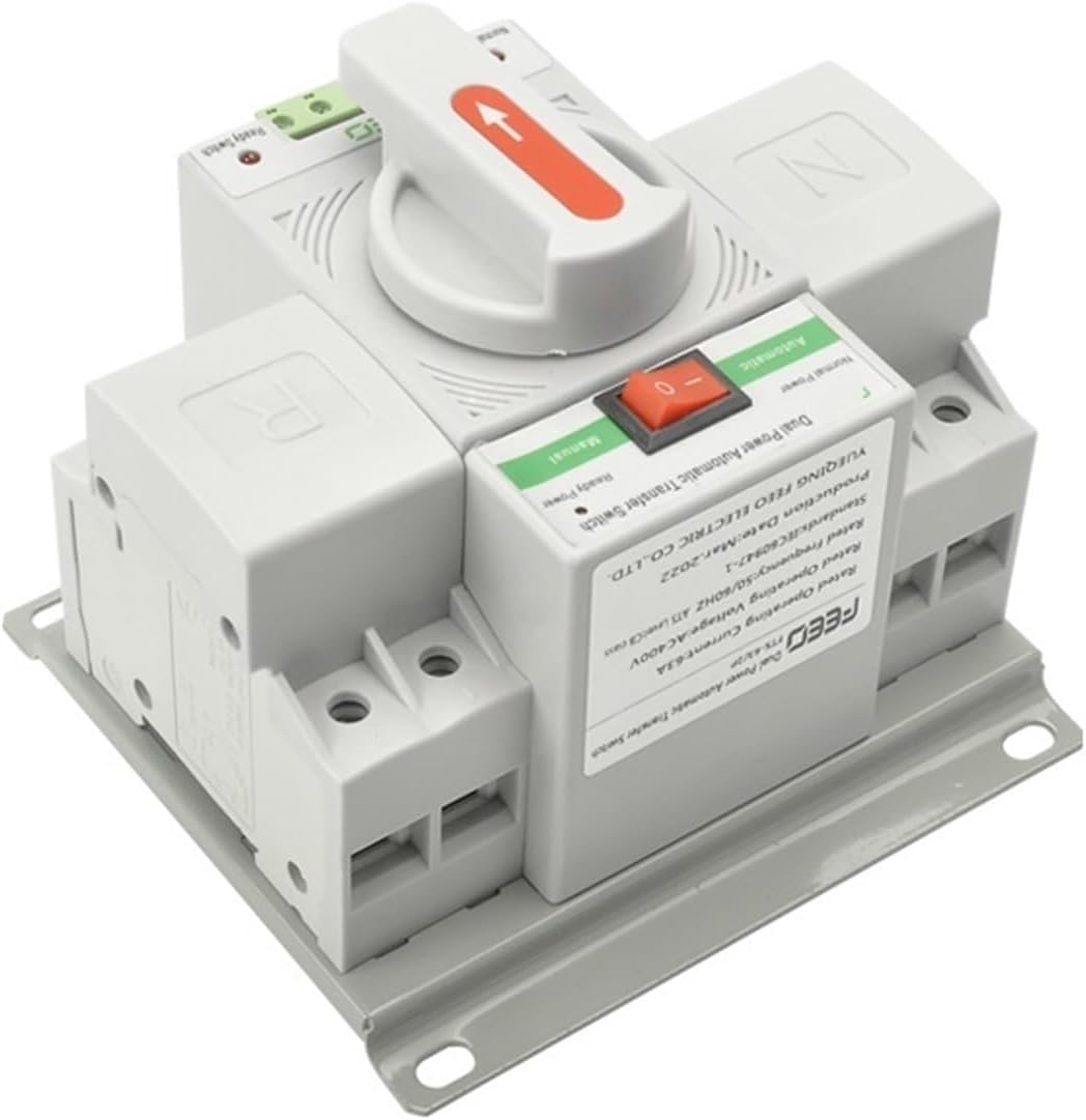 Double Power Automatic Transfer Switch Din Rail 2P AC Mini ATS Dual Power Automatic Transfer Switch Electrical Selector Switches Uninterrupted Power 230V 63A (Size : 2P Blue, Color : 63A)