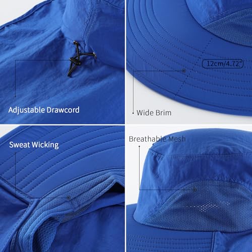Image of Home Prefer Outdoor UPF50+ Sun Hat Wide Brim Mesh Fishing Hat with Neck Flap