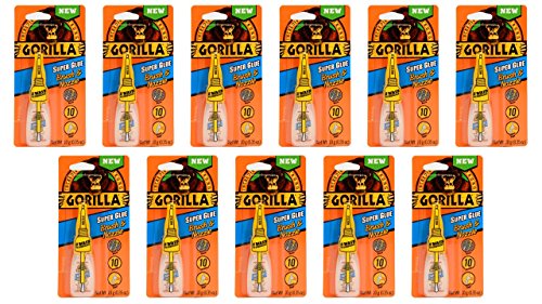 Gorilla Super Glue with Brush & Nozzle Applicator, 12 Gram, Clear, (Pack of 11)