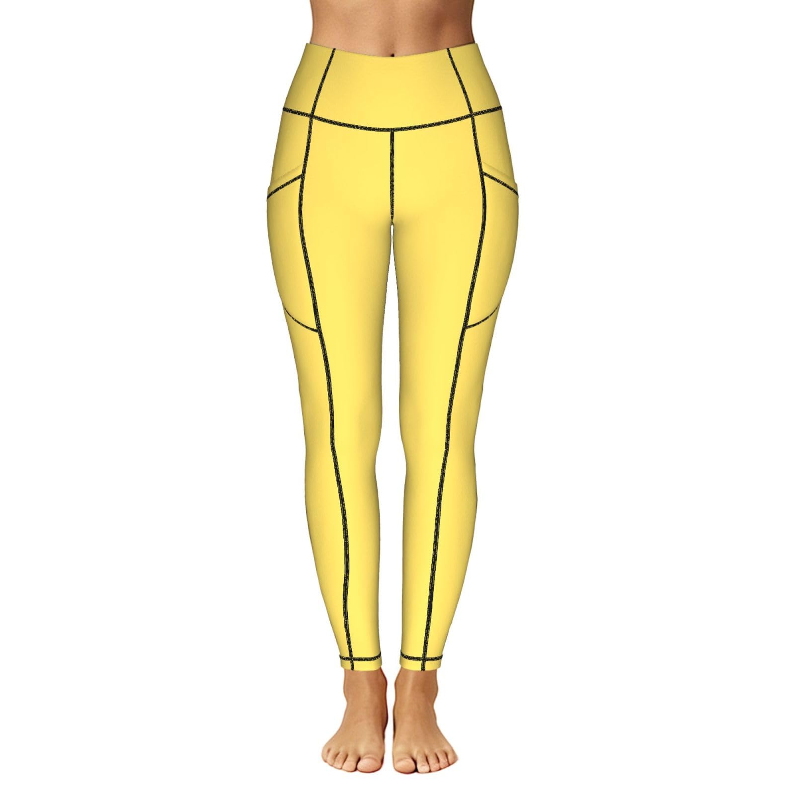 Legginsy treningowe z nadrukiem z wysokim stanem, damskie kieszenie boczne