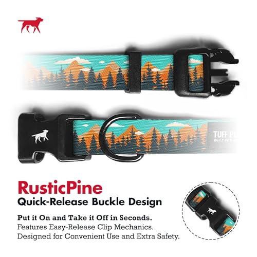 Image of Tuff Pupper Premium Adjustable Dog Collar for Extra Large Boy Dogs, Stylish Pattern Collars Designed in USA, Quick Release Buckle, RusticPine Print for Male Dogs, XL (1.25 Inch Wide x 20-30 Inch Neck)