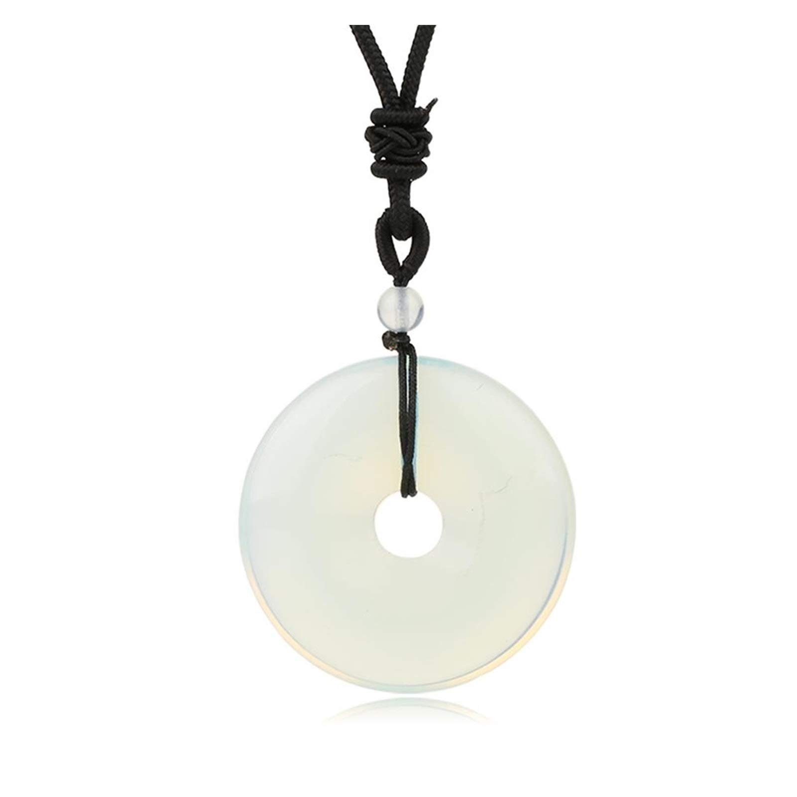 Collier Pendentif En Quartz Rose Et Pierre Tigre - 40 Mm Rond, Chaîne 63 Cm Réglable, Unisexe, Style Bohème