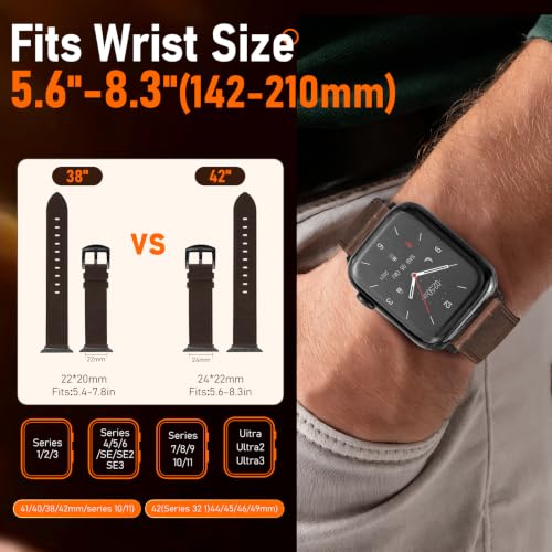 Image of Genuine Leather Watch Band Men Compatible with Apple Watch