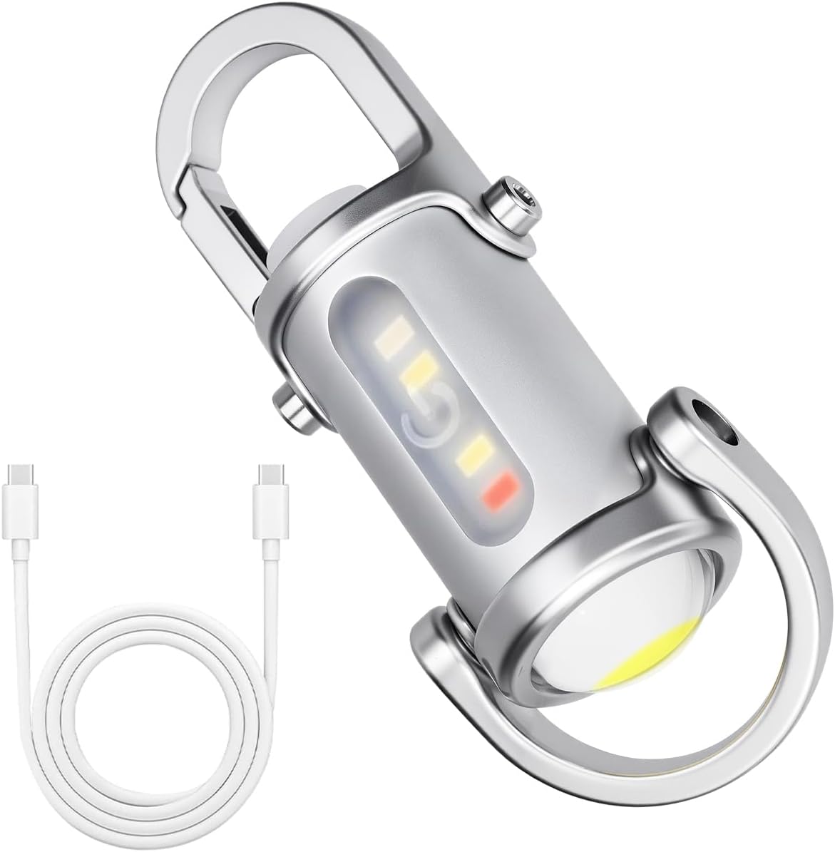 1200LM Super Mini Bright Led Flashlights USB Waterproof Keychain Flashlight, USB Rechargeable, for Rescue, Camping (Silver)