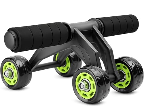 LEAFED 4-Wheel Ab Roller Wheel for Home Gym – Core Strength & Abs Workout Equipment, Non-Slip Handles, Heavy-Duty Abdominal Trainer for Men & Women, All Fitness Levels