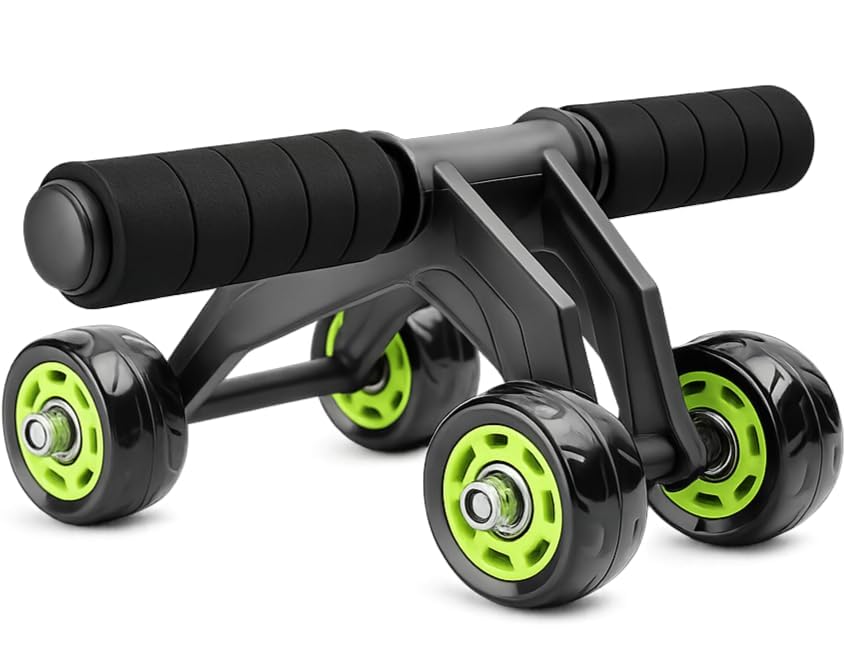 Image of LEAFED 4-Wheel Ab Roller Wheel for Home Gym - Core Strength & Abs Workout Equipment, Non-Slip Handles, Heavy-Duty Abdominal Trainer for Men & Women, All Fitness Levels
