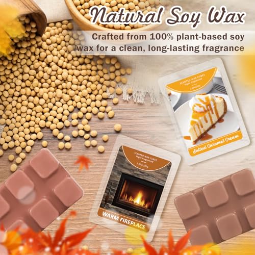Image of SCENTORINI Wax Melts, 4 Salted Caramel Cream & 4 Warm Fireplace Scent
