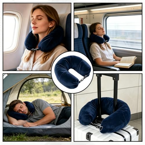 Oreiller cervical de voyage rembourré, 1 pièce, oreiller d'avion rechargeable pour bagages supplémentaires – Image 6