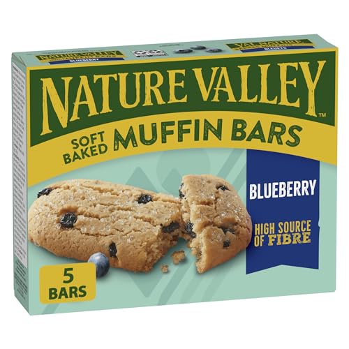 NATURE VALLEY Blueberry Soft Baked Muffin Bars, No Artificial Colours, No Artificial Flavours, Made with Real Fruit and Whole Grains, Snack Bars, Pack of 5 Soft Baked Muffin Bars