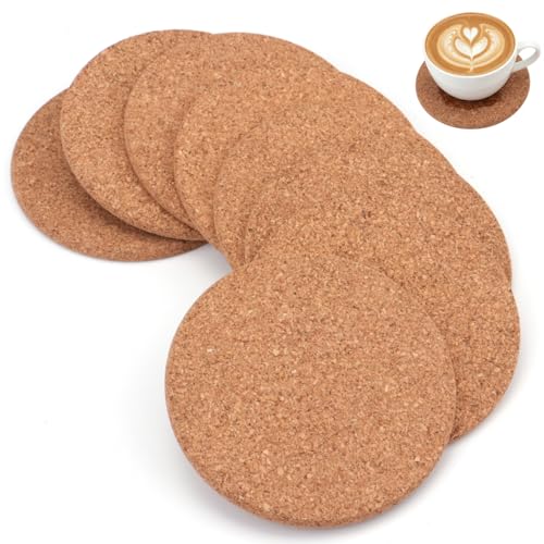 Tebery 20 Pack Cork Coasters Round, 3.9' Bar Coasters for Drinks Thick, Reusable Coaster Table Protectors for Coffee Mugs, Bulk DIY Craft Cork Circles for Home Kitchen Office, 1/5' Thick