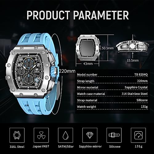 Image of TSAR BOMBA Mens Watch for Men Waterproof Men's Wrist Watches Gift for Men