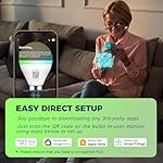 Matter E12 Smart Light Bulbs 50W Equivalent 5W 550LM, Compatible with Alexa/Siri/Apple Home/Google Home/SmartThings, G16.5 RGBCW Candelabra Ceiling Fan Bulb, 2.4G WiFi, ETL Listed, 2PCS - Image 3