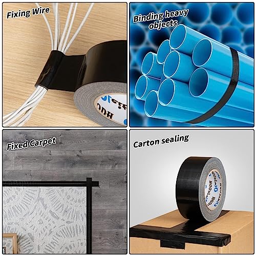 Image of Oleitodh 6 Pack 3 in Duct Tape Black Heavy Duty 330 Yards x 3 Inch - Strong, Flexible,No Residue,All-Weather and Tear by Hand - Bulk Value for Do-It-Yourself Repairs and Professional Use