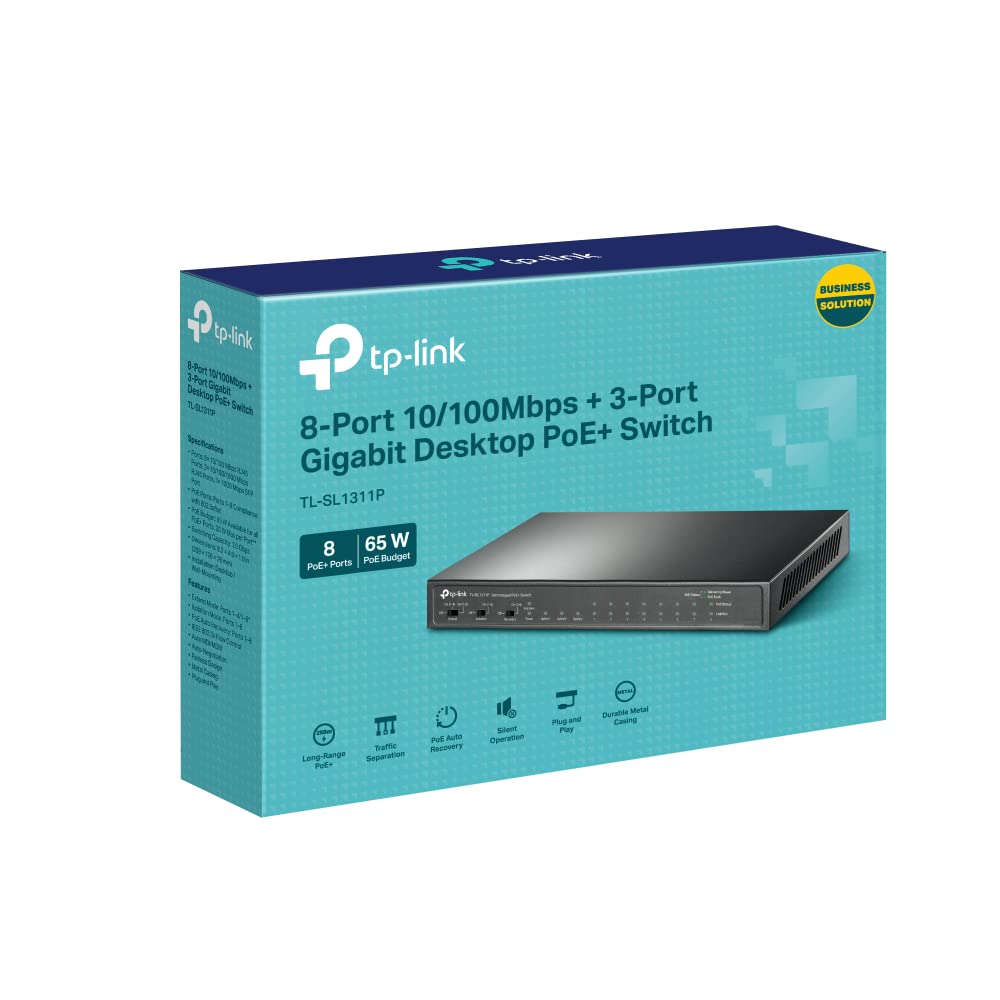 TP-Link TL-SL1311P Switch 8x10/100 PoE 3xGbE 65W