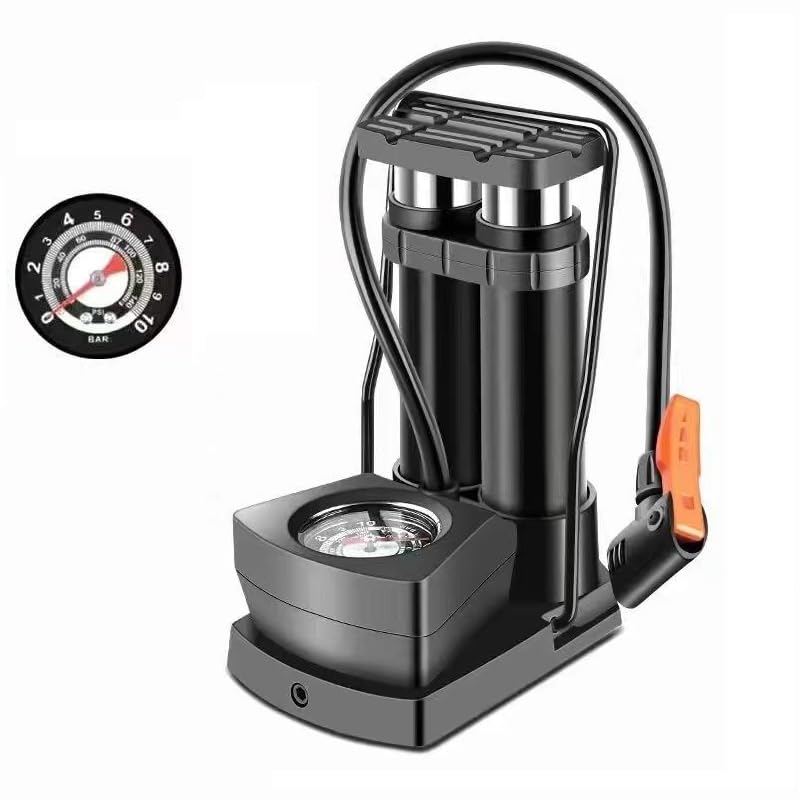 Dayish Double Cylinder High Pressure Bicycle Foot Pump, Mini Cycle Pump for Motorcycles Small Travelling Cycling Inflator Bike Accessories Car Tire Pump with Meter (Black) (B082WHJGVD) Amazon Price History, Amazon Price Tracker