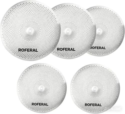 Low Volume Cymbal Pack Mute Cymbal Set 5 Pieces, 14'hi-hat+16'crash+18'crash+20'ride,sliver