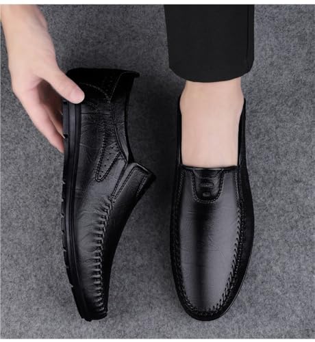 Mens Loafers Round Toe Leather Loafer Shoes Slip Resistant Flat Heel Lightweight Walking Casual Slip-ons3