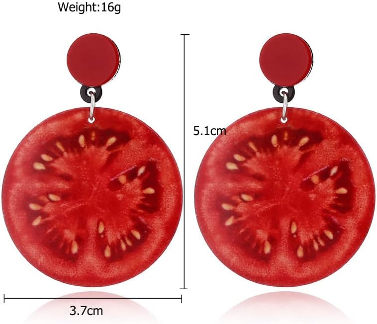 Vivid Tomato Earrings Funny Lifelike Healthy Fruits Dangle Earrings Double-side Acrylic Food Imitate Earrings for Women - Image 6