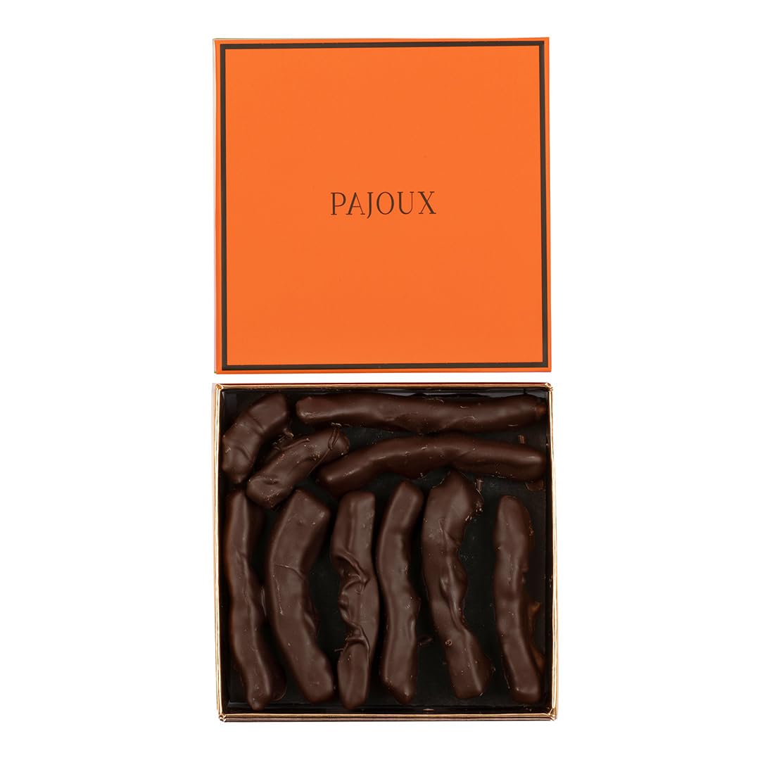 Pajoux Dark Chocolate Orange Peel Luxury Gift Box 120g | Candied Chocolate Orange Peel Coated in Belgian Dark Chocolate - Gluten Free - Vegan & Vegetarian Friendly