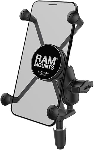 RAM Mounts X-Grip RAM-B-176-A-UN10U - Soporte de teléfono grande con base de vástago de horquilla de motocicleta con brazo corto para vástagos de