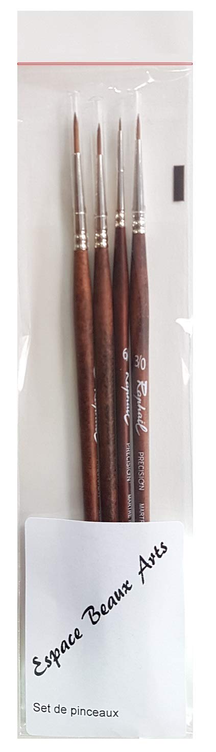 Pinceau Raphael Série 8504 MARTRE IMTATION Sable, Set 4 pcs 6/0, 3/0, 2/0,0. (Raphael France)