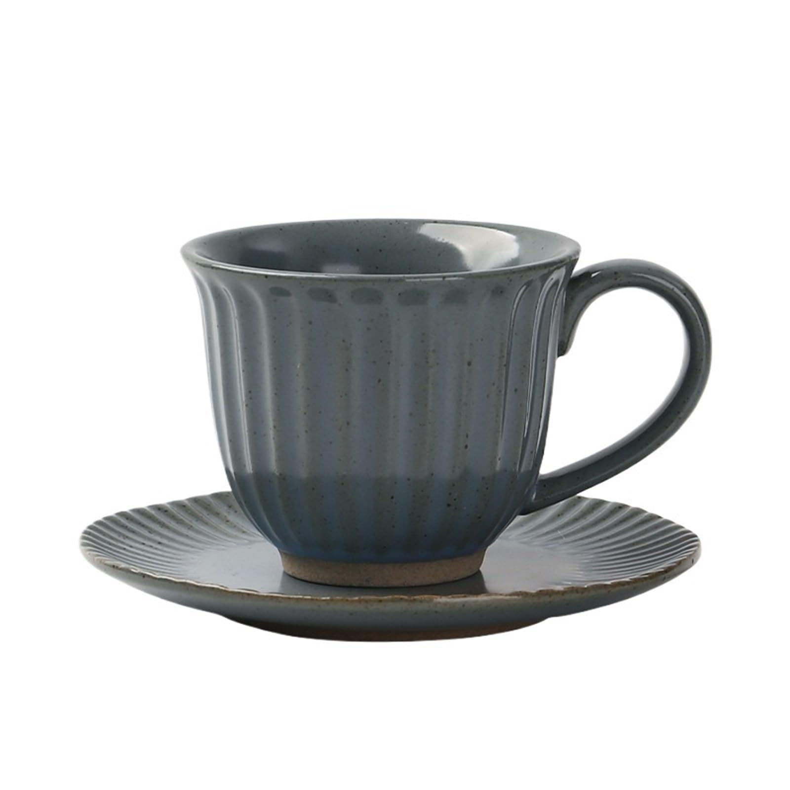 LIBANGRONG-888 Mugs Ceramic Coffee Cup and Saucer Set Retro Latte Simple European Hand-poured Milk Tea Cup(Blue)