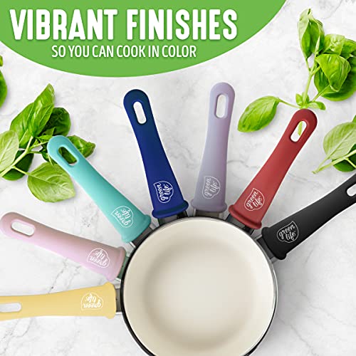 GreenLife CC002378-001 Soft Grip 16 Piece Ceramic Non-Stick Cookware Set, Aluminum, Blue 6 Gallery Image