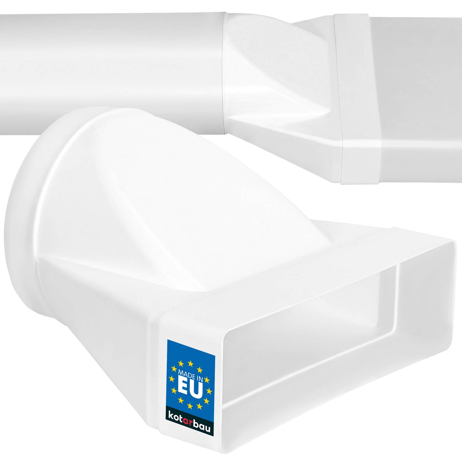 Kotarbau Weiß Kotarbau® Rectangular Pipe Connector 60 X 200 Mm For Round Pipe Diameter 125 Mm Plastic Adapter Pipe Connector Exhaust Duct Reducer For Ventilation Systems White Flat Duct To Round Pipe Transition