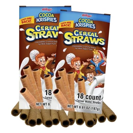 2023 Kellogg's Cereal Straws Cocoa Krispies Edible Breakfast Straw for Milk, 90's Childhood Nostalgic Treat for Drinking and Eating, Chocolate Cereals for Kids, Pack of 2, 36 Count (Cocoa Krispies)…