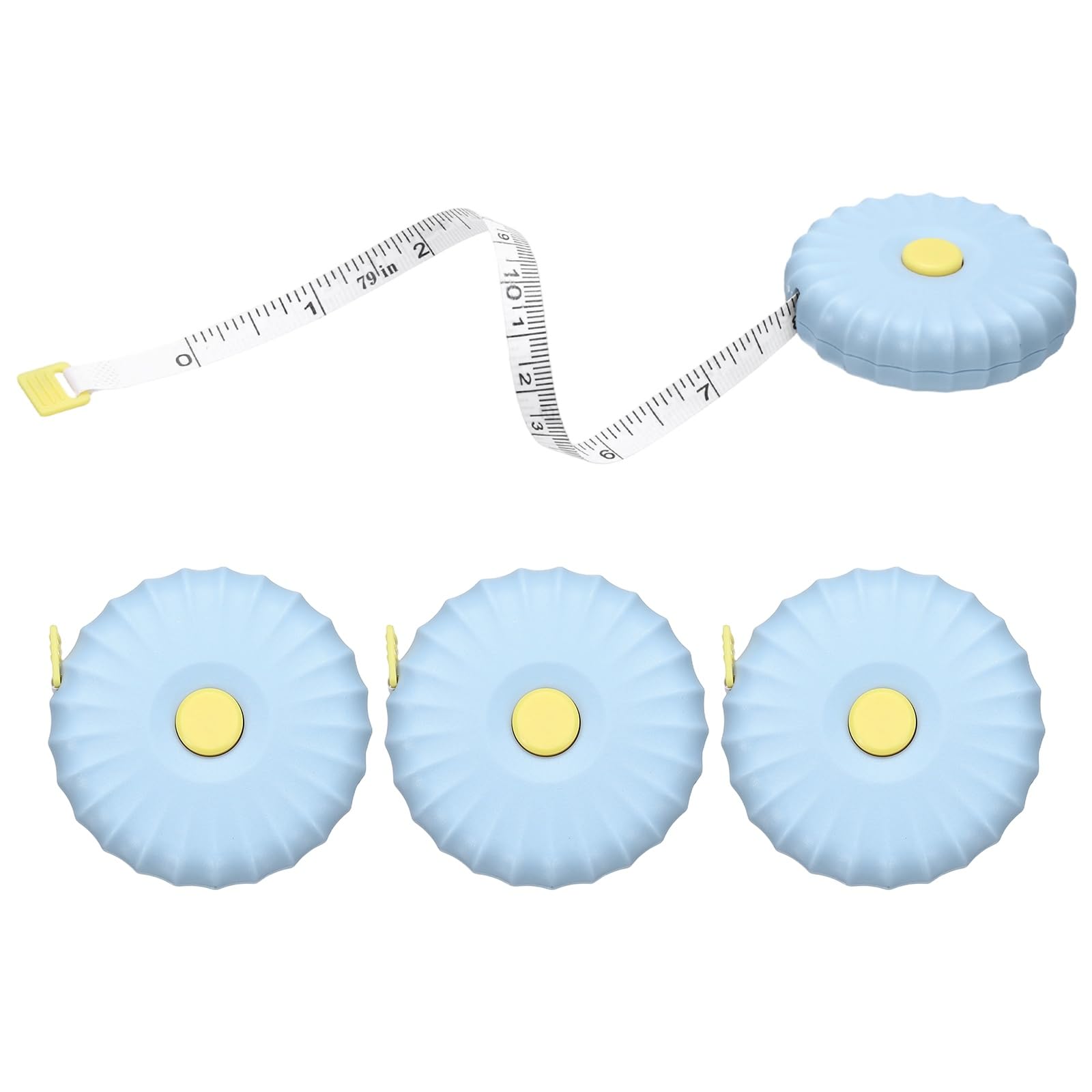 sourcing map 4Pcs Soft Tape Measure 200cm/79" Double Scale Retractable Mini Cartoon Measuring Tape Cute Tape Measurer for Sewing Craft Cloth Fabric Tailor Weight Loss Body Measurements, Blue