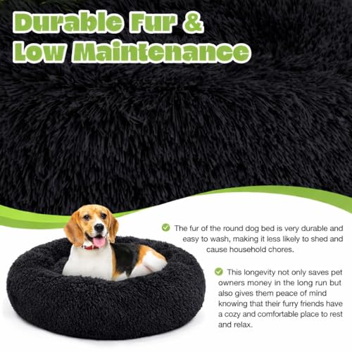 Image of ZEXSAZONE Summer Round Donut Comfortable Durable 2 in 1 and Washable Pet Bed | Cat Bed | Puppy Bed | Dog Bed | Medium Dog Bed for Cats Puppies Labrador German (Black, Medium)