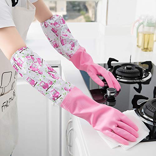 KitchenFest® Reusable PVC Latex Kitchen Gloves, Long Elbow Length for