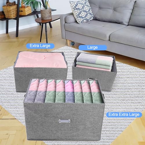 Image of Large Linen Fabric Foldable Storage Bins with Removable Lid and Handles, Washable Storage Box Organizer Containers Baskets Cube with Cover for Bedroom,Office(Pink, XXL(2-Pack))