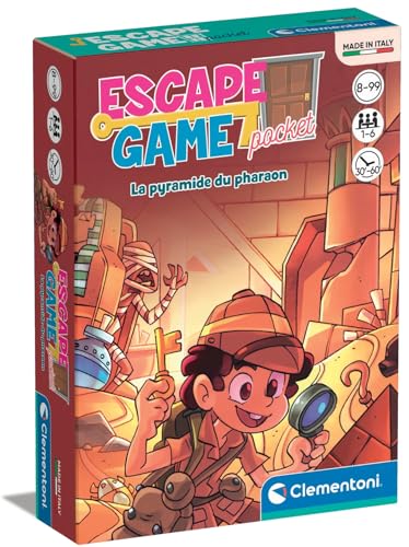 Clementoni | Escape Game Pocket – La Pyramide du Pharaon pour Enfants 8 Ans+ | Cartes Énigmes Logique Mathématiques | 1 à 6 Joueurs | 30-60 Min | Activité Ludique...