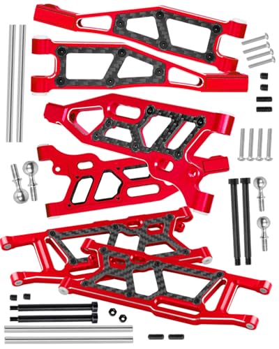 RC Upgrades Part Carbon&Fibre Front Upper Lower and Rear Swing Arm Set with Pivot Balls for 1/8 Kraton 6S V4 V5 BLX,Outcast 6S BLX,Notorious 6S BLX,Talion 6S BLX, Suspension Arms Hops up,(6PCS) Red