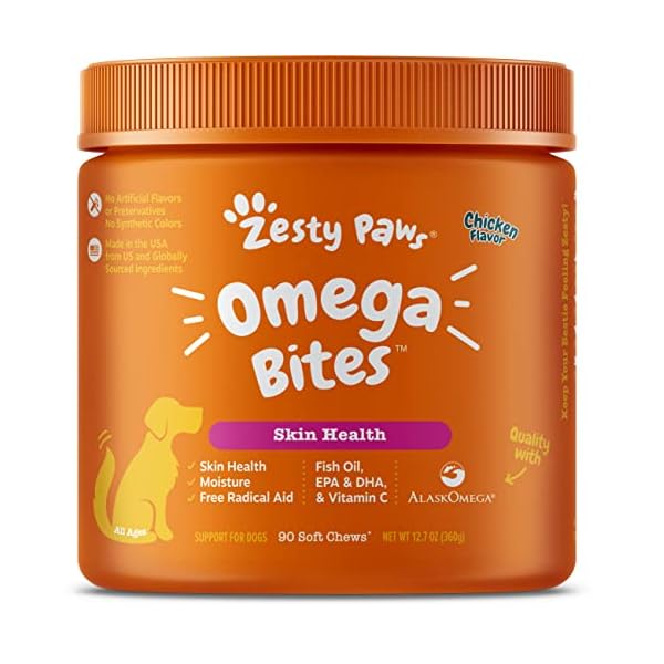 Zesty Paws Omega 3 Alaskan Fish Oil Chew Treats for Dogs with