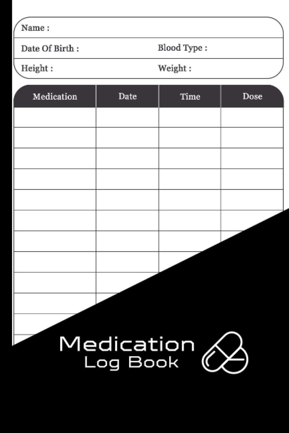 medication log book: pill chart 6 x 9 in: medication tracker journal