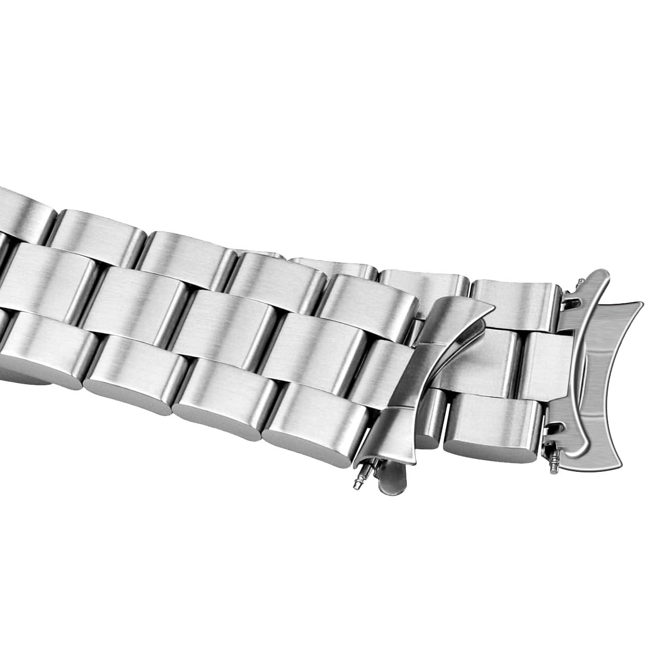 22mm Curved Ends Stainless Steel Watch Band For Orient Mako II/III Mako 2 3 /Kamasu Brushed Metal Watch Strap Replacement Bracelet Bands Deployment Clasp