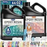 IGaiety Epoxy Resin, 64 OZ Epoxy Resin Kit, Fast Curing Clear Casting and Coating Epoxy Kit No Yellowing High Gloss Craft Resin for Wood Table Top, DIY Art Crafts (32 OZ+32 OZ)
